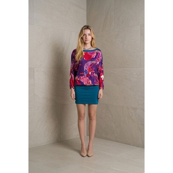 Custo Barcelona Dresses & Skirts - Custo Barcelona Printed Mini Dress Tunic Multicolor Purple Blue Lip Shine Graphi
